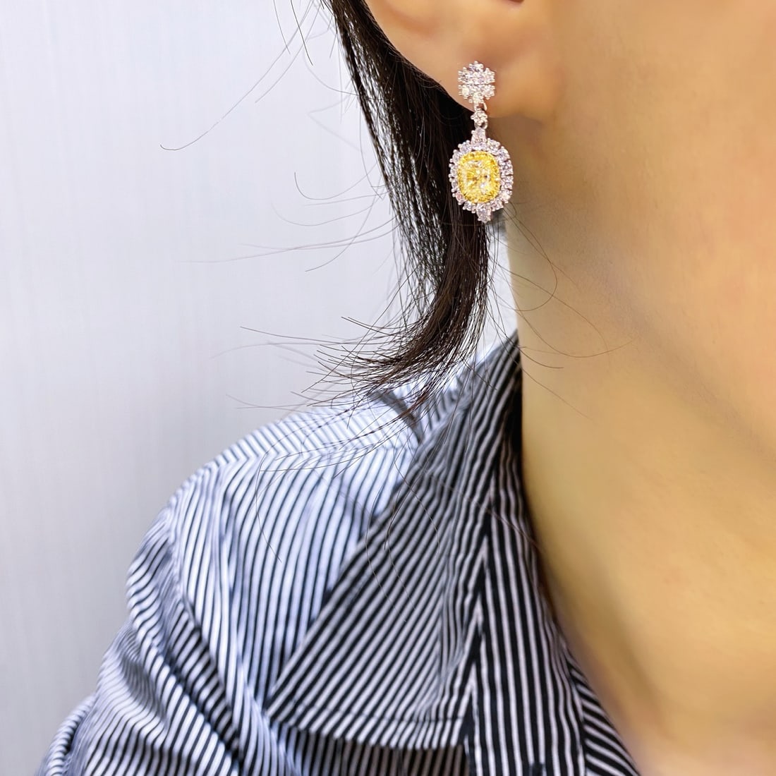 14k Gold 3.38 Ctw Natural Yellow Diamond & Diamond Earrings - 4