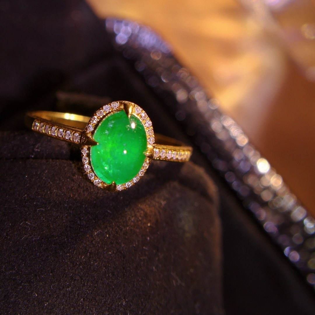 14k Gold 1.5 Ct Natural Emerald & Diamond Ring - 3