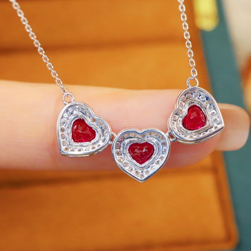 14k Gold 1.35 Ctw Vivid Red Natural Ruby & Diamond Necklace - 4