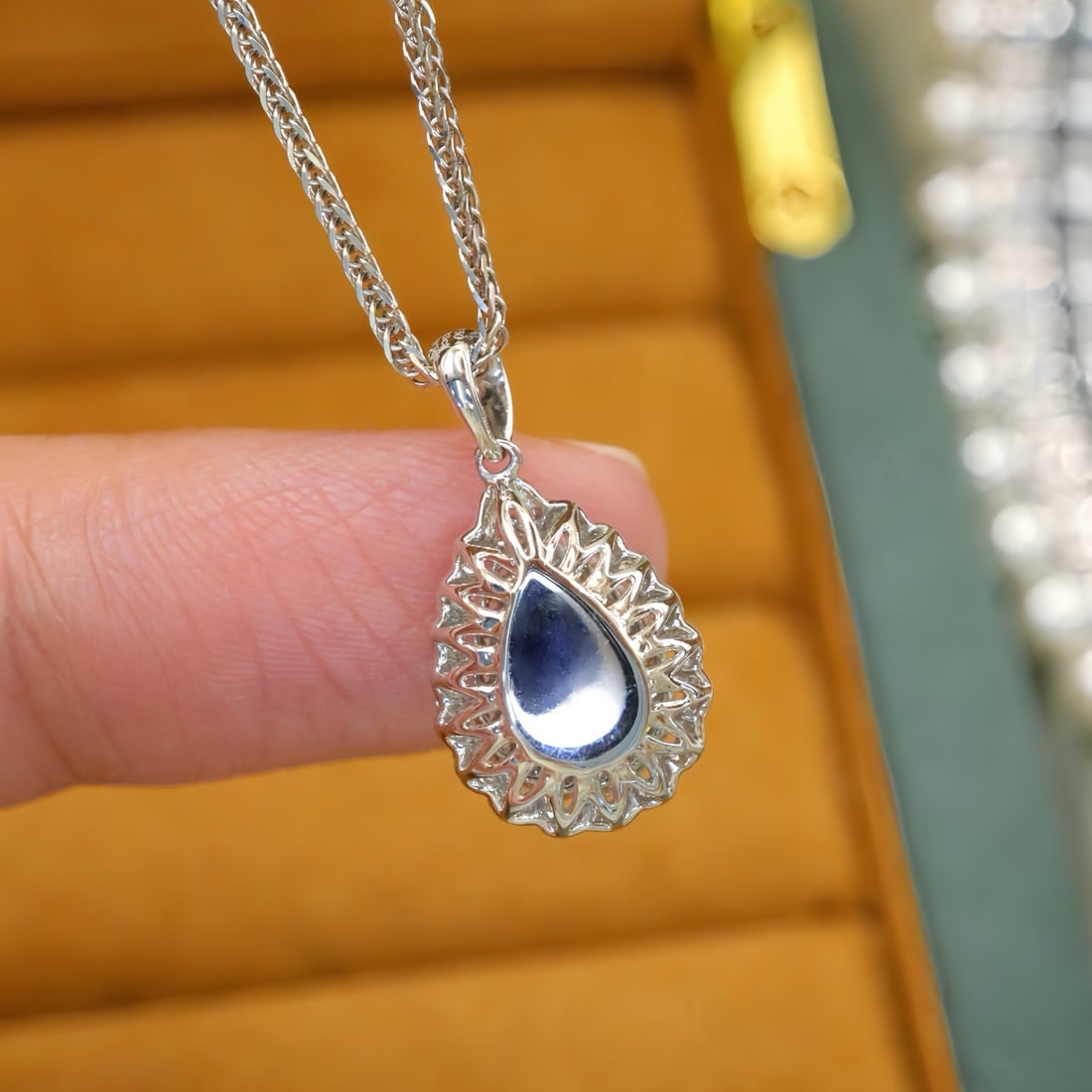 14k Gold 1.32 Ctw Natural Sapphire & Diamond Pendant( Without Chain ) - 4