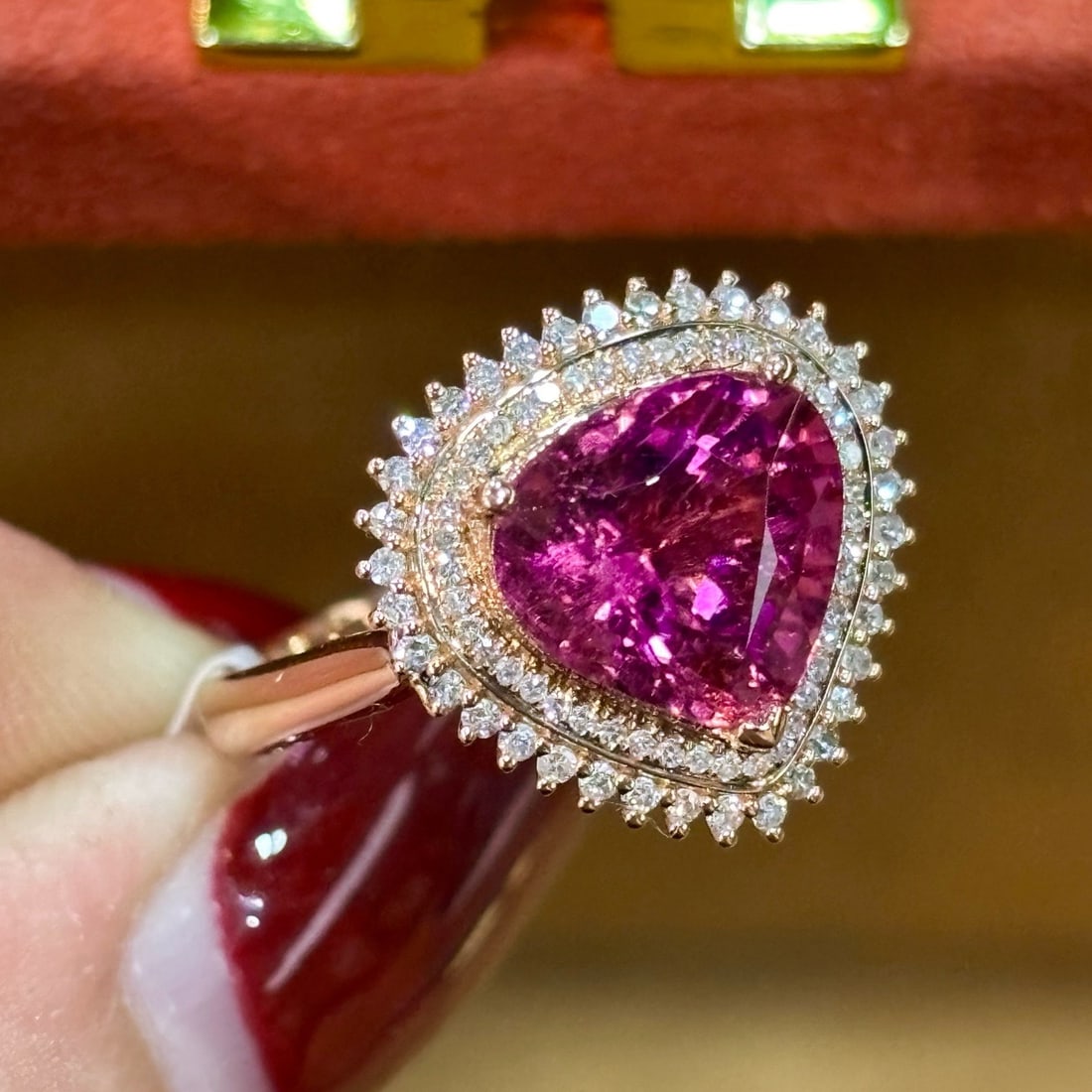 14k Gold 2.75 Ct Natural Tourmaline & Diamond Ring - 2
