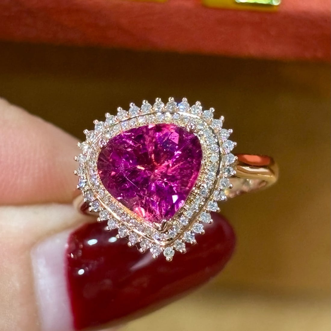 14k Gold 2.75 Ct Natural Tourmaline & Diamond Ring - 4