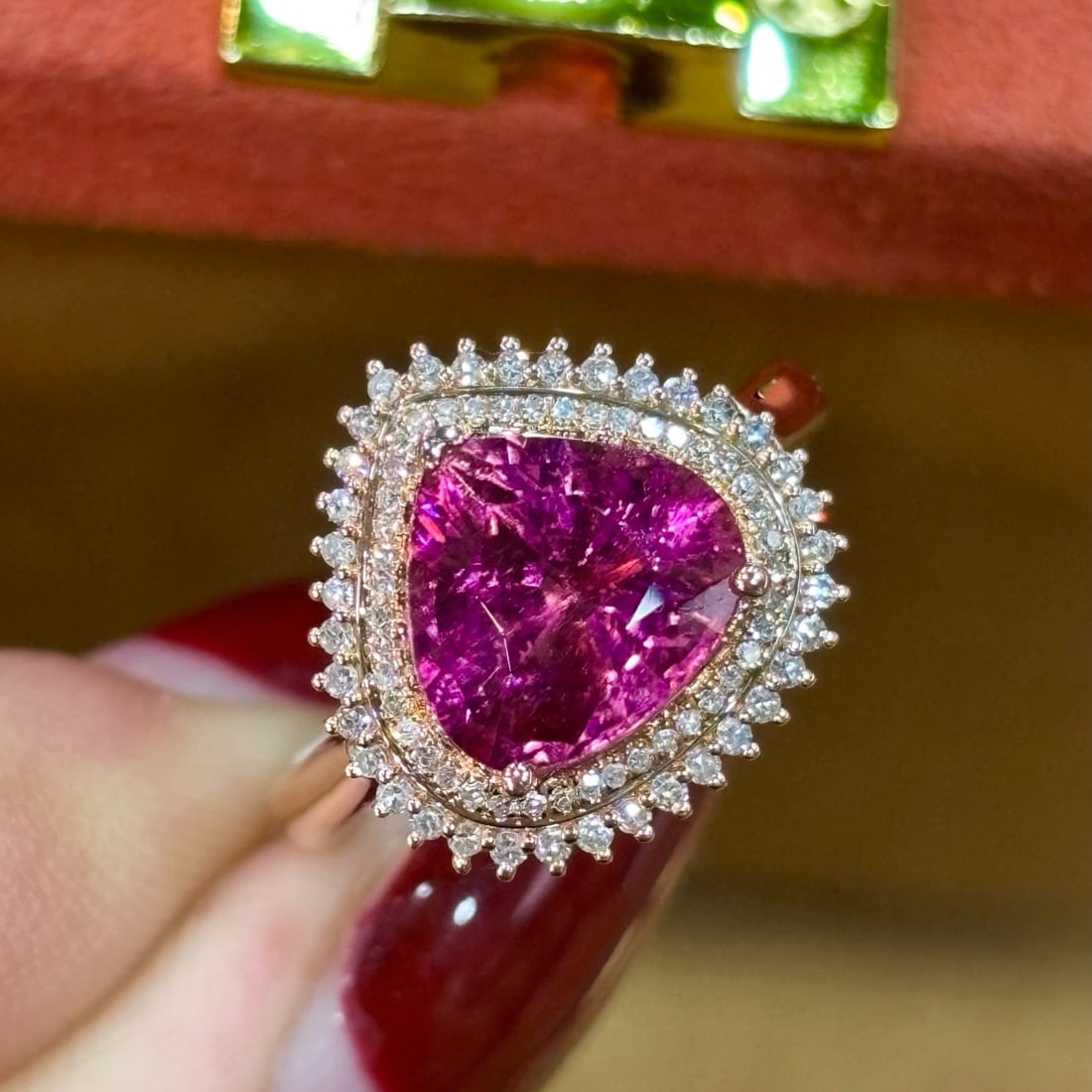 14k Gold 2.75 Ct Natural Tourmaline & Diamond Ring - 6