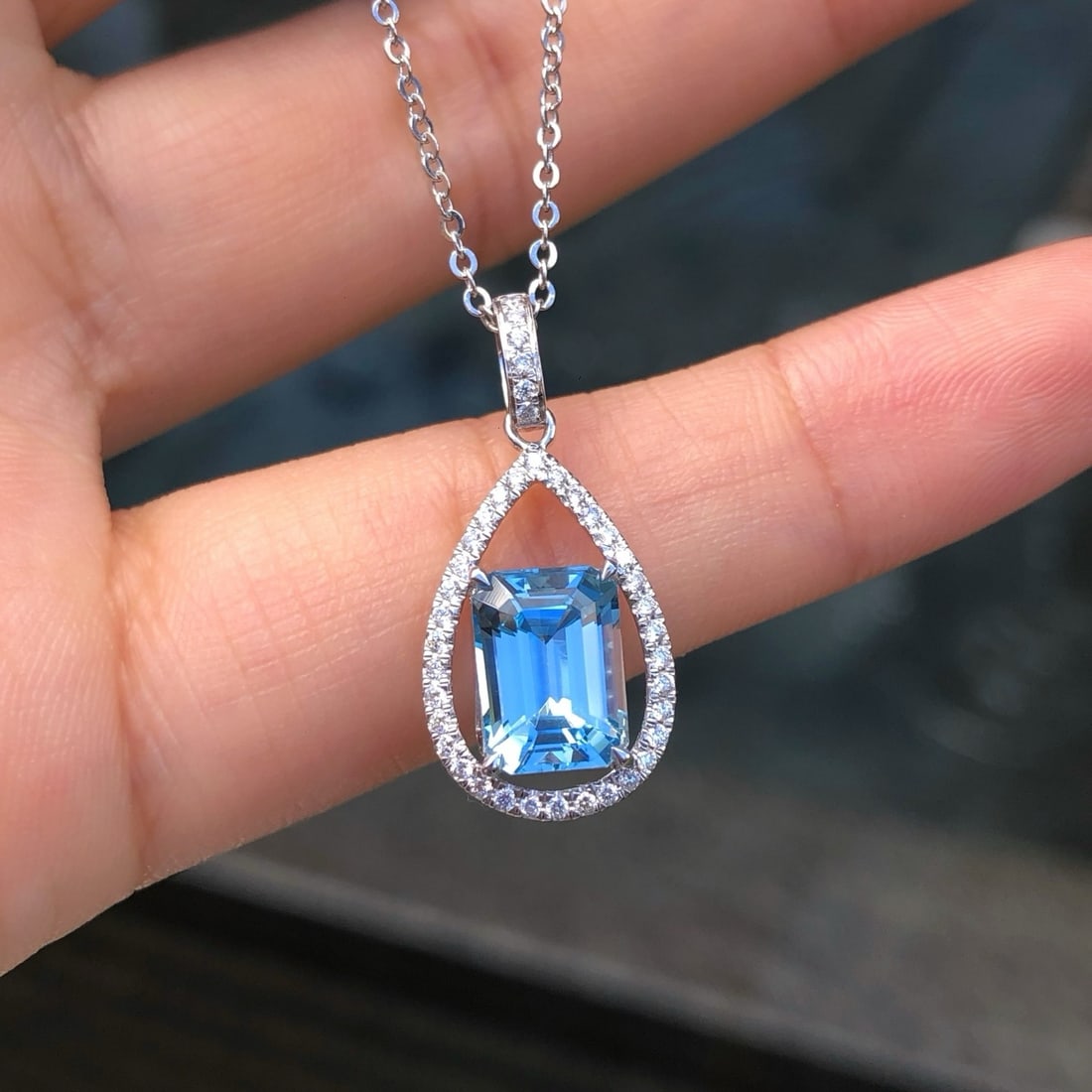 14k Gold 4.58 Ctw Natural Aquamarine & Diamond Jewelry Set - 3