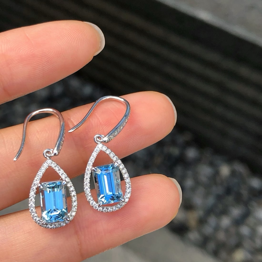14k Gold 4.58 Ctw Natural Aquamarine & Diamond Jewelry Set - 5