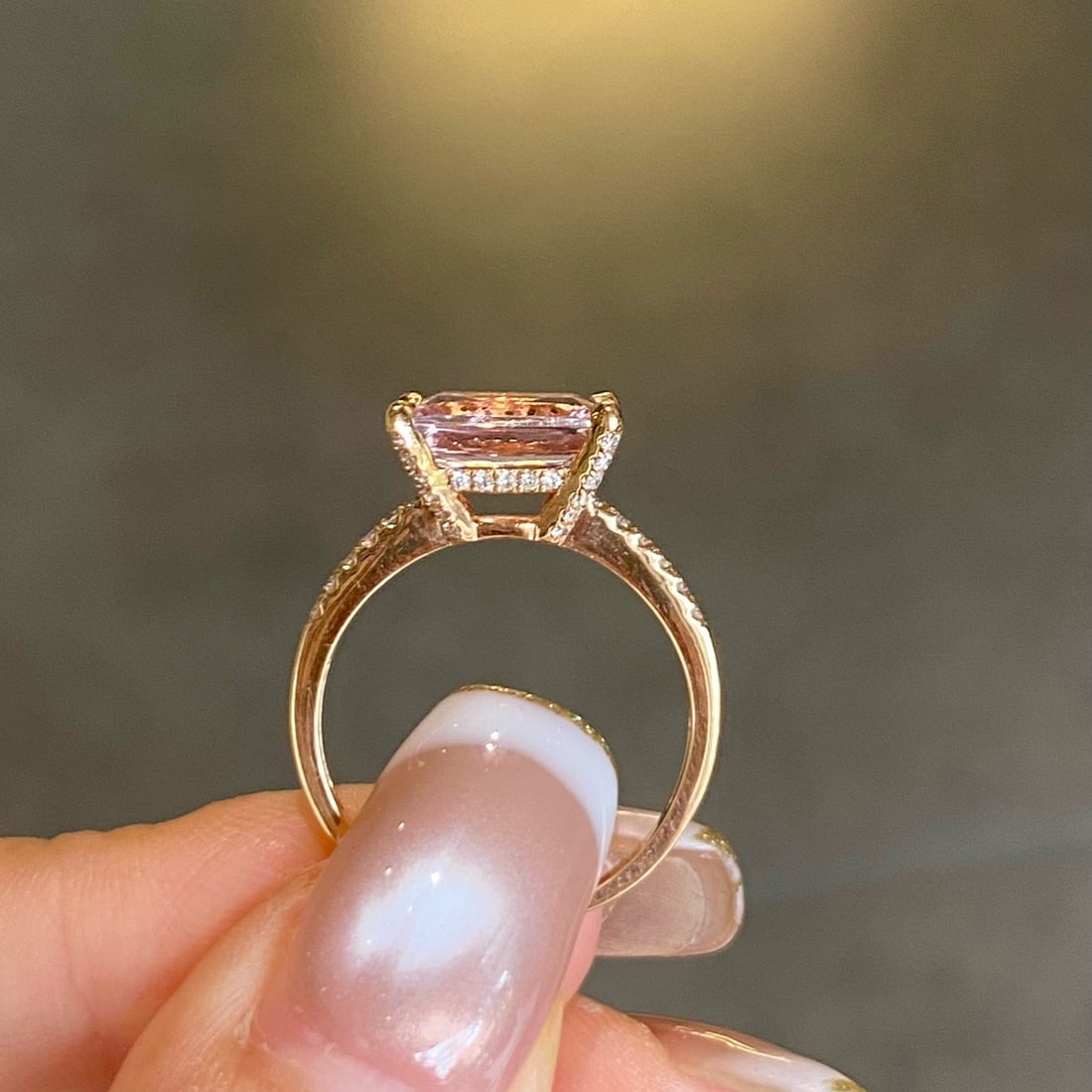 14k Gold 2.47 Ctw Natural Morganite & Diamond Ring - 5