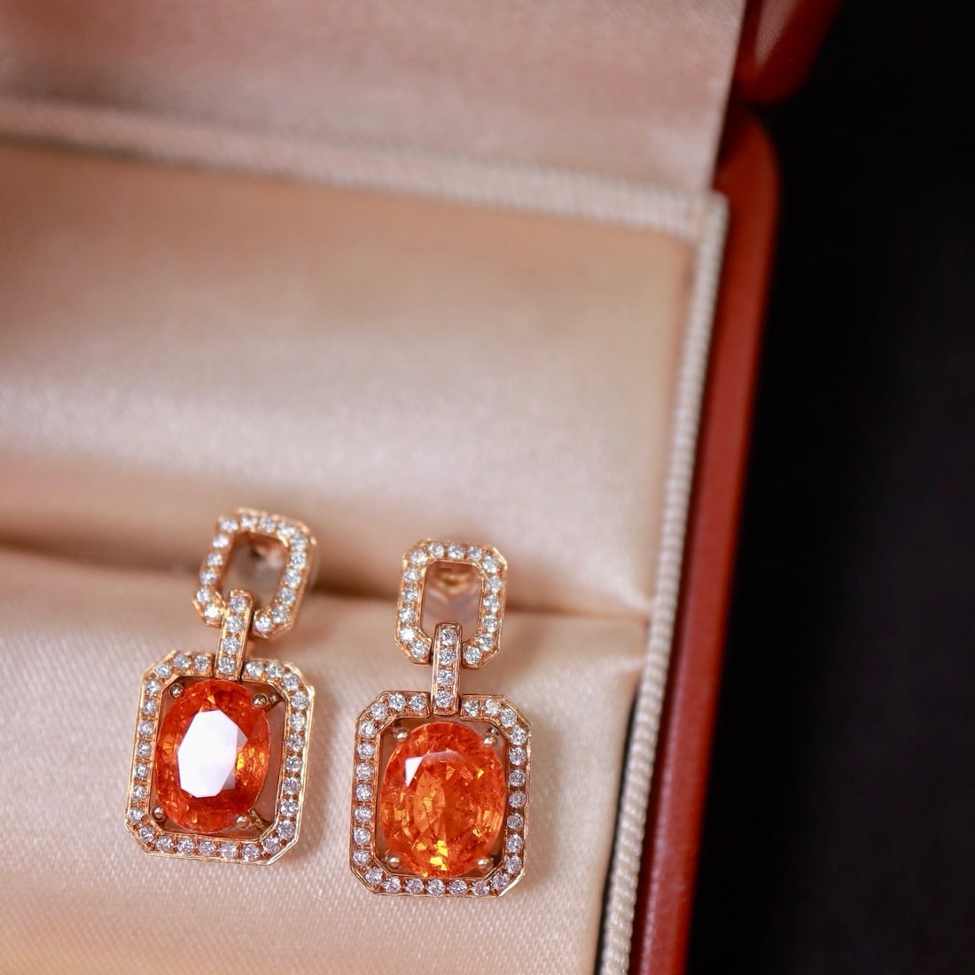 14k Gold 5.76 Ctw Natural Spessartine & Diamond Jewelry Set - 3