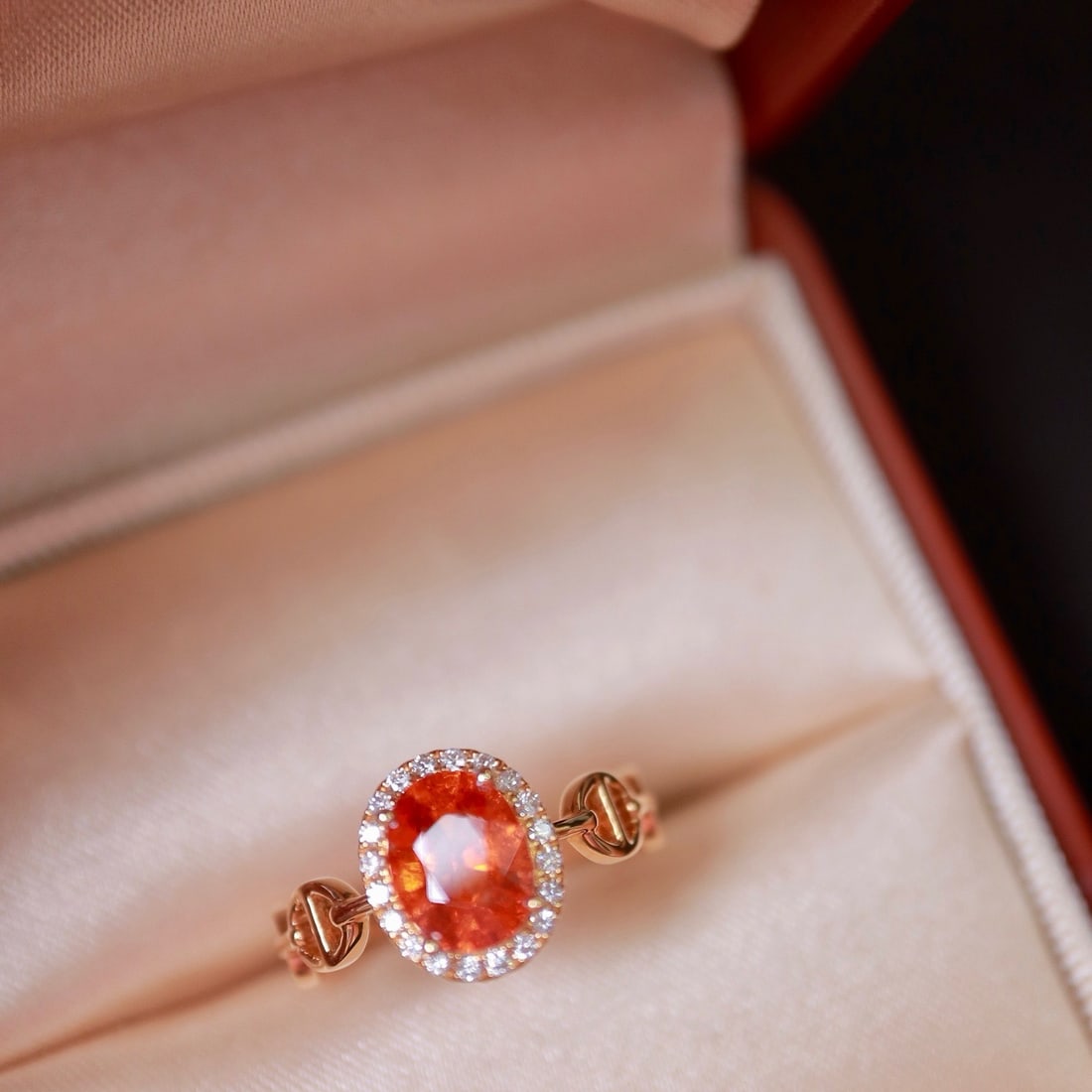 14k Gold 5.76 Ctw Natural Spessartine & Diamond Jewelry Set - 4