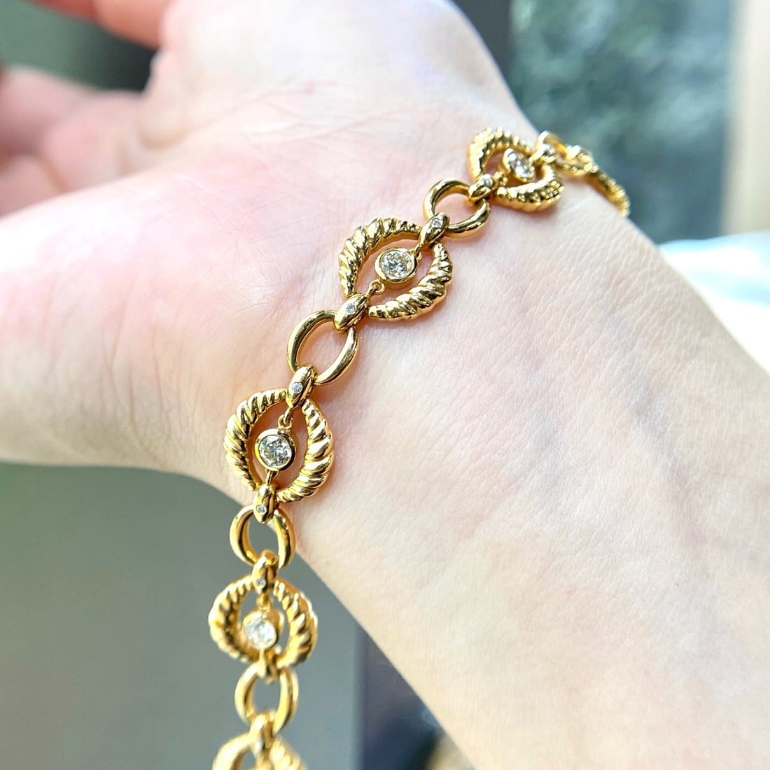 14k Gold 1.12 Ctw Natural H Diamond Bracelet - 2