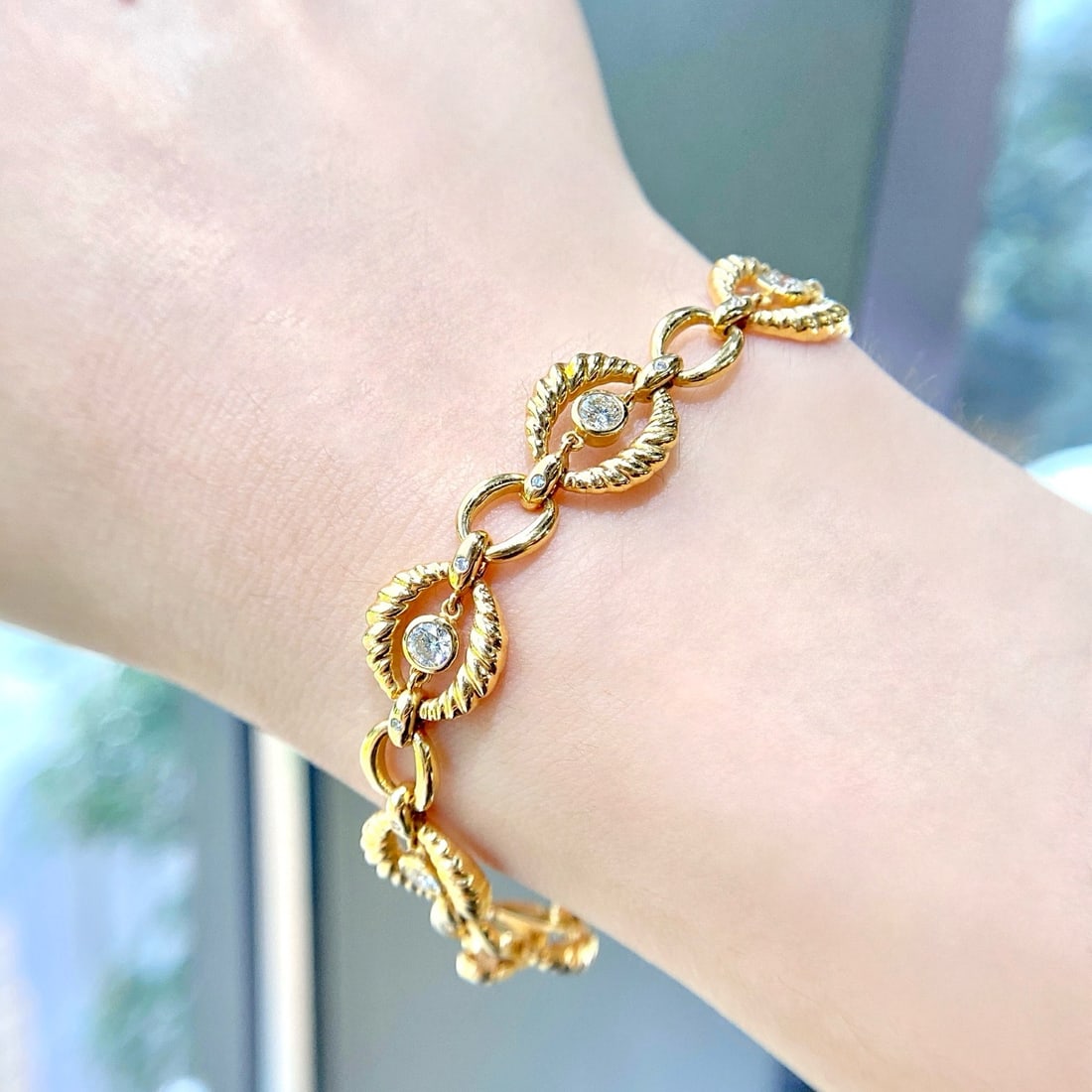 14k Gold 1.12 Ctw Natural H Diamond Bracelet - 3