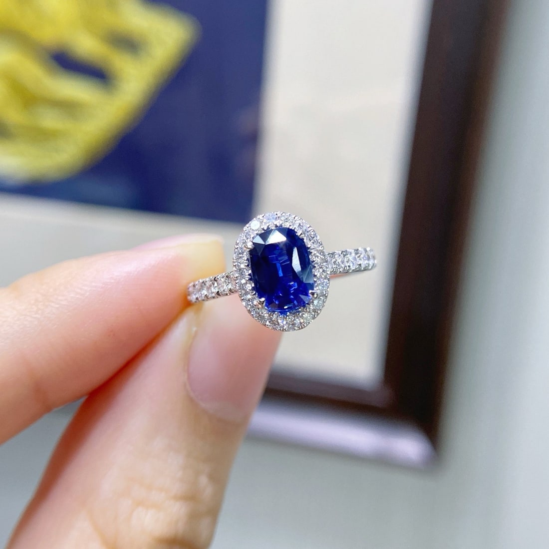 14k Gold 1.60 Ctw Natural Sapphire & Diamond Ring - 2