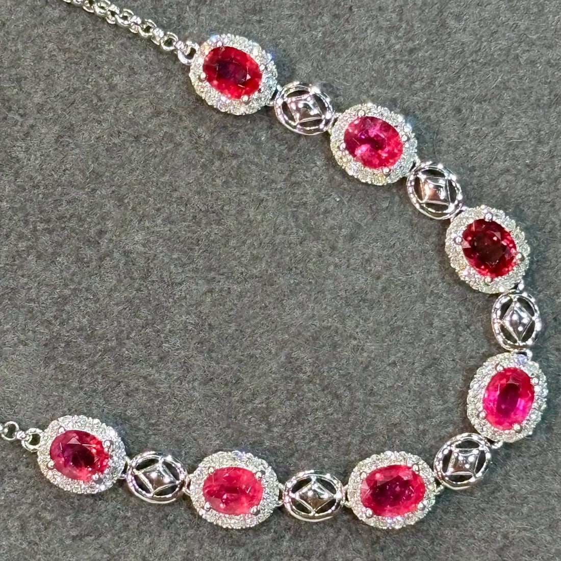 14k Gold 2 Ct Natural Ruby & Diamond Bracelet - 2