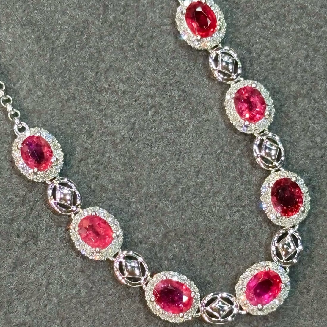 14k Gold 2 Ct Natural Ruby & Diamond Bracelet - 5