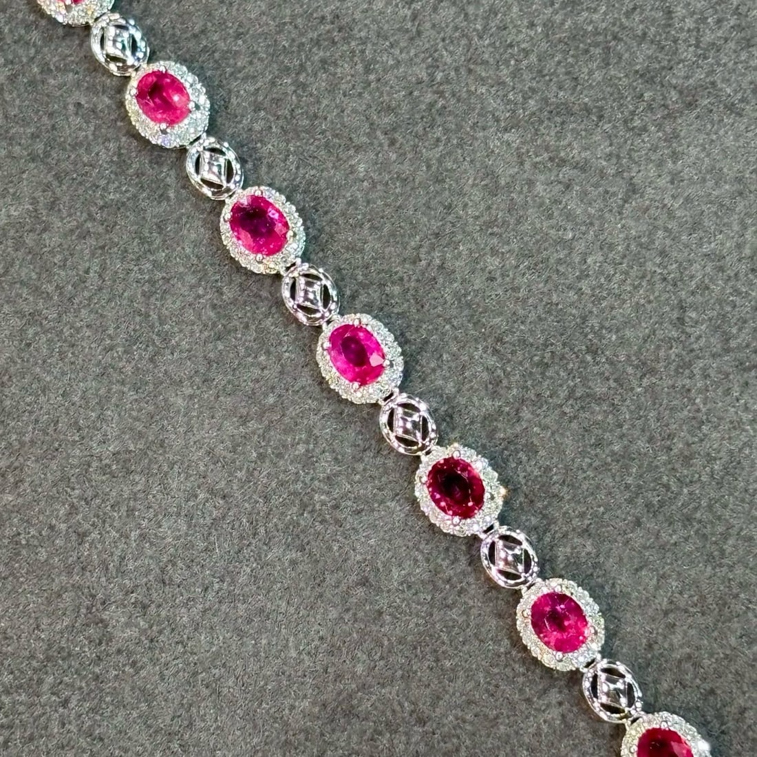 14k Gold 2 Ct Natural Ruby & Diamond Bracelet - 6