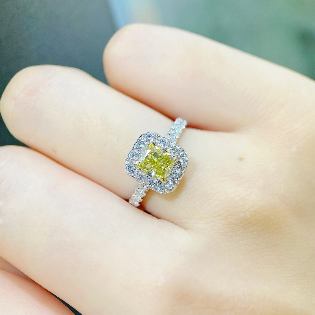 Gia Certified 14k Gold 1.80 Ctw Natural Yellow Diamond & Diamond Ring - 3