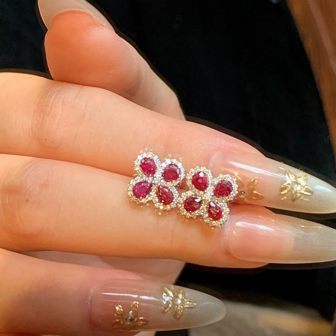 14k Gold 1.89 Ctw Vivid Red Natural Ruby & Diamond Earrings - 7