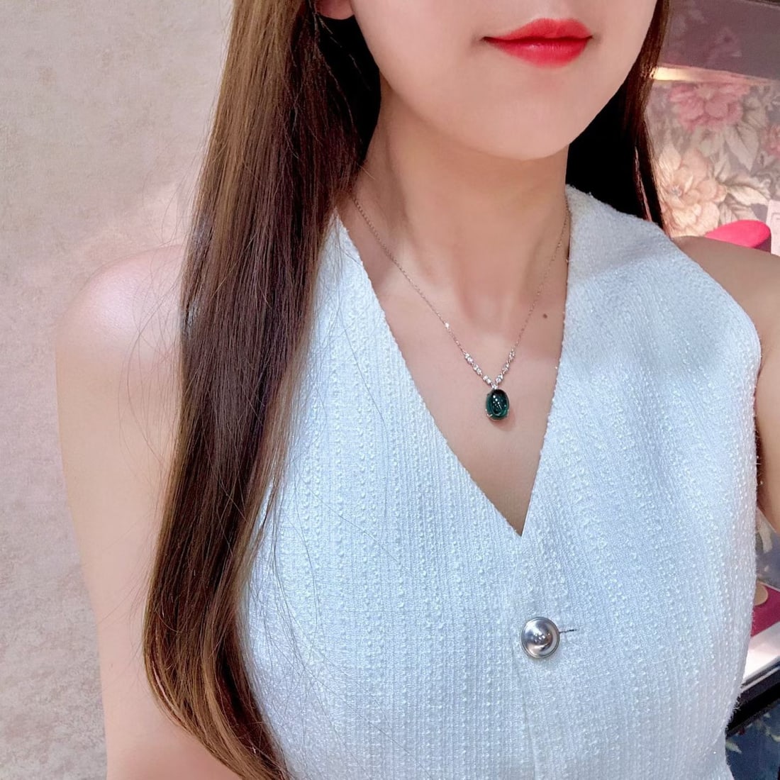 14k Gold 11.53 Ctw Natural Emerald & Diamond Necklace - 4