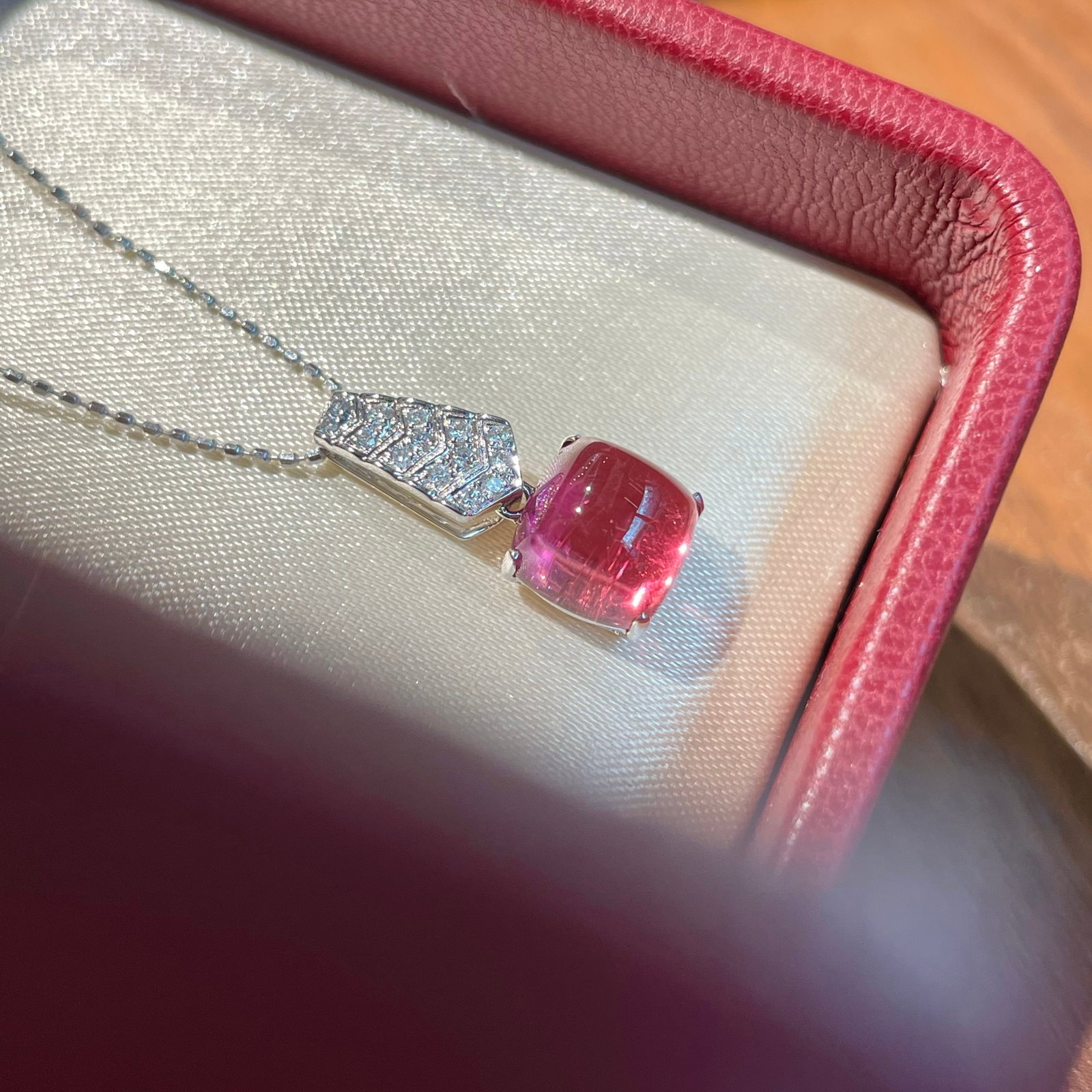 14k Gold 2.3 Ct Natural Tourmaline & Diamond Pendant( Without Chain ) - 2