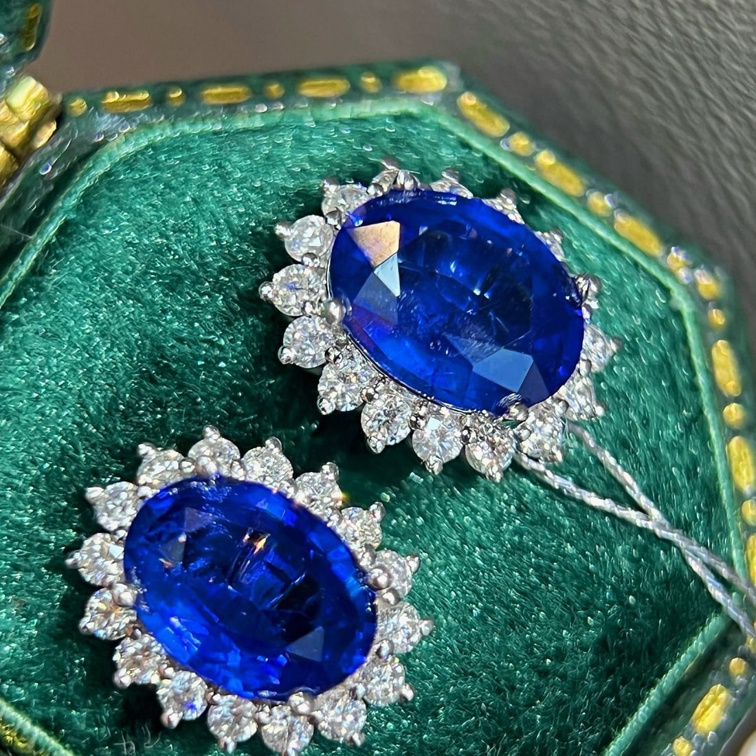 14k Gold 3.36 Ctw Natural Sapphire & Diamond Earrings - 3