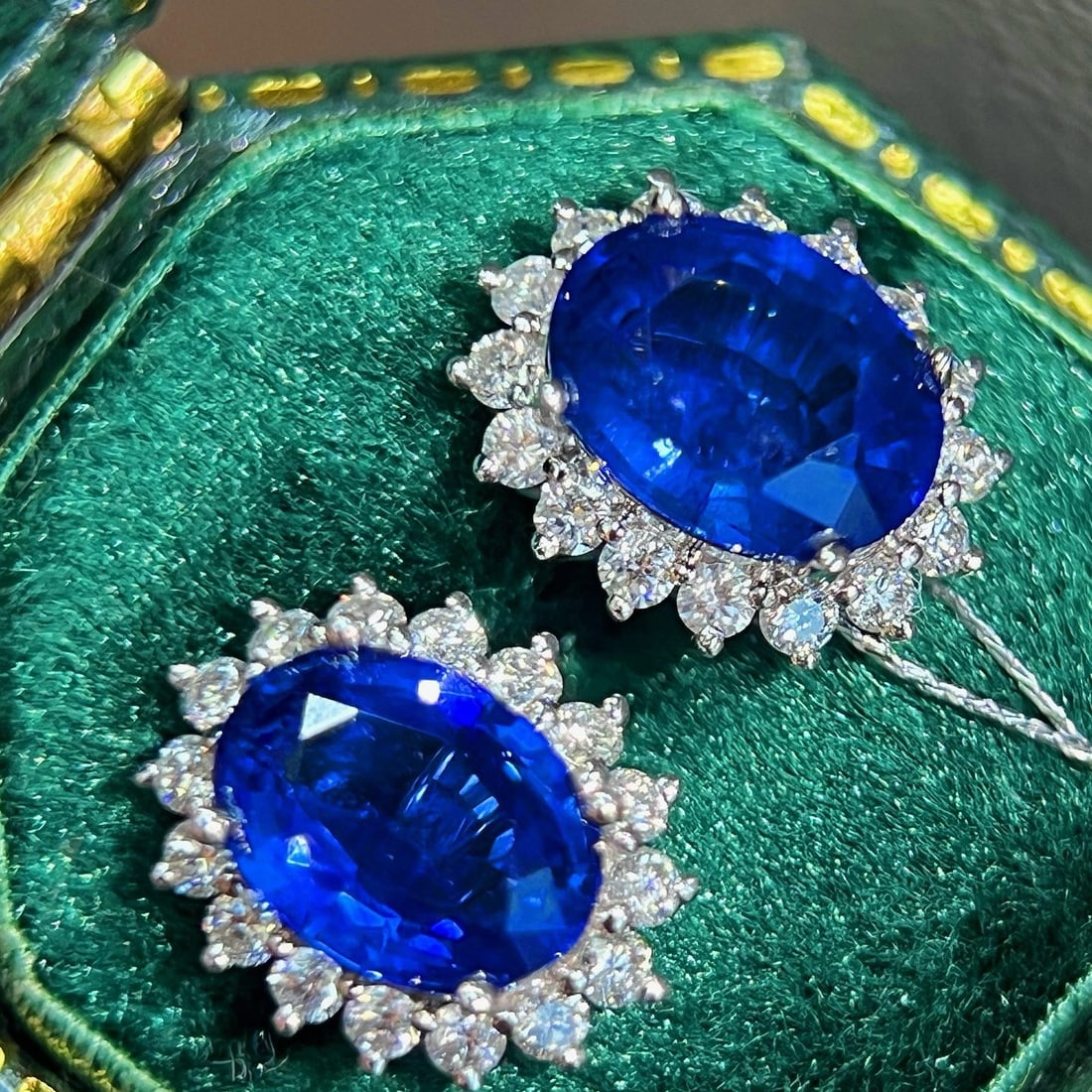 14k Gold 3.36 Ctw Natural Sapphire & Diamond Earrings - 4