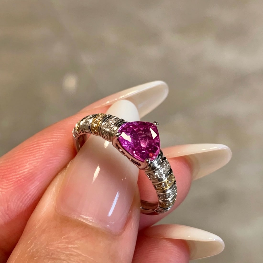14k Gold 1 Ct Natural Sapphire & Diamond Ring - 3
