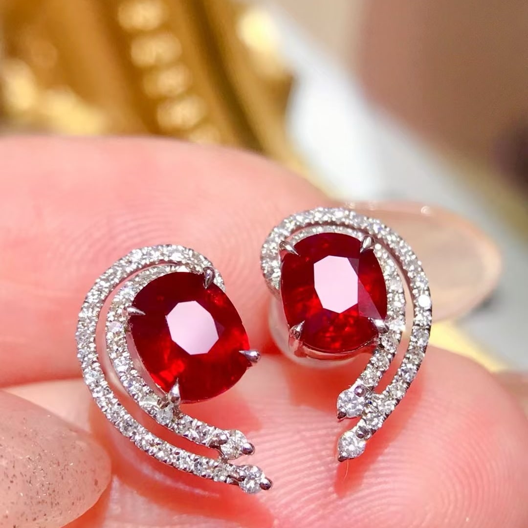 14k Gold 2.0 Ctw Natural Ruby & Diamond Earrings - 2