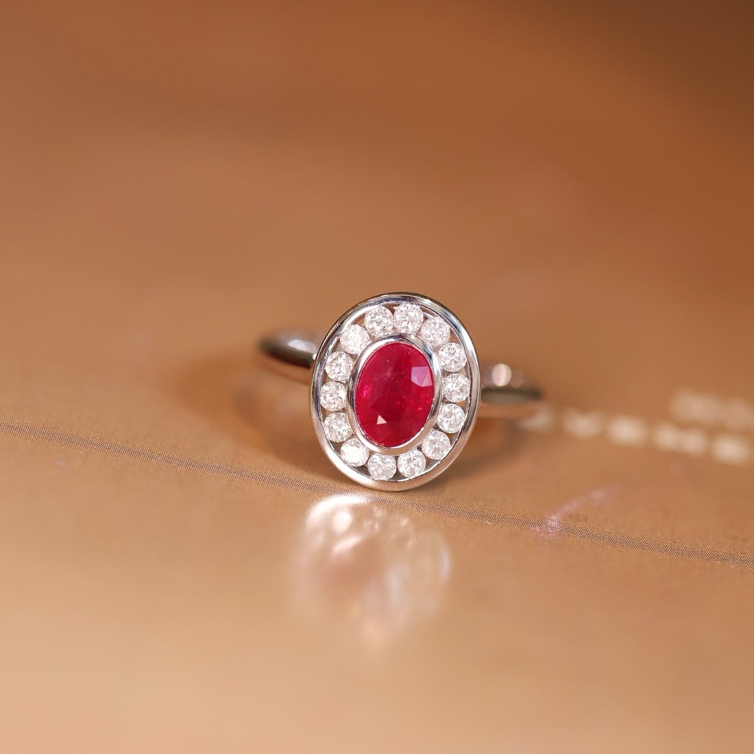 14k Gold 1.53 Ctw Natural Ruby & Diamond Ring: Ref:231170335 // gold content:14k gold // ring size:7. 25us // // main gemstone:ruby // shape:oval // carat weight:1. 11ct // color:pigeonblood red // treatment:natural // // adjacent gemstone 2 :