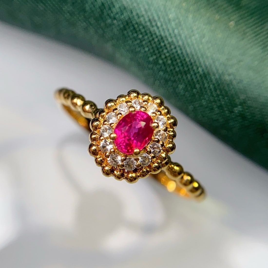 14k Gold 0.55 Ct Natural Ruby & Sapphire Ring - 2
