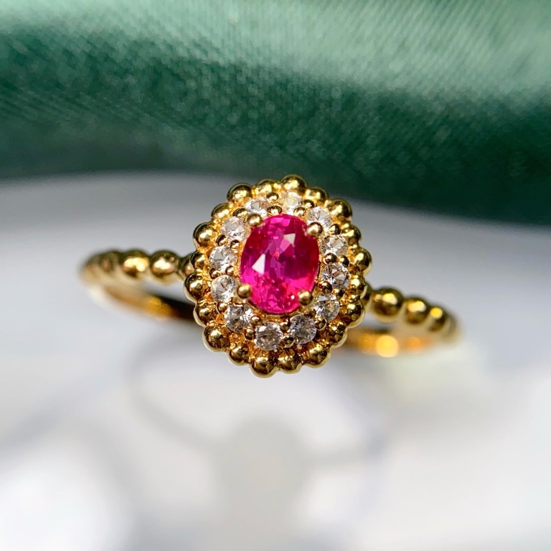14k Gold 0.55 Ct Natural Ruby & Sapphire Ring - 4