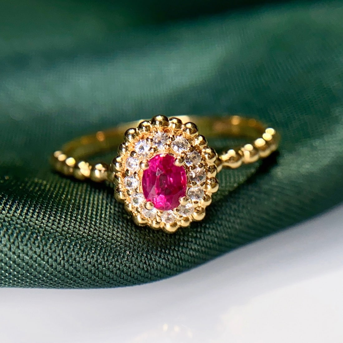 14k Gold 0.55 Ct Natural Ruby & Sapphire Ring - 5