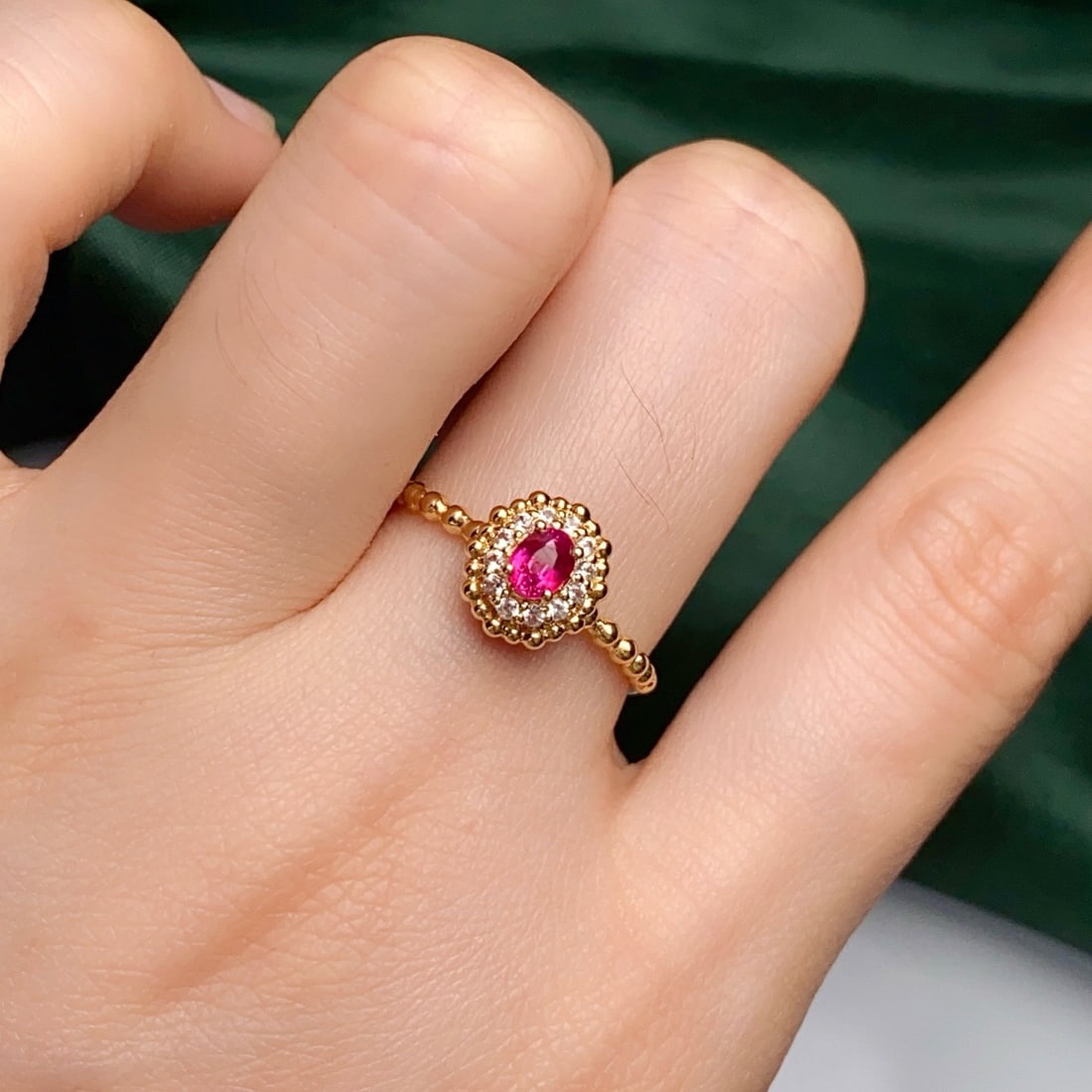 14k Gold 0.55 Ct Natural Ruby & Sapphire Ring - 6