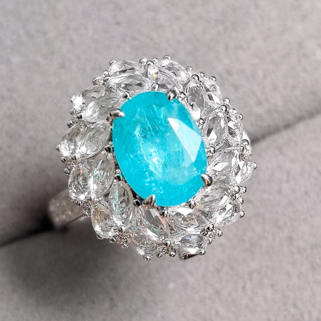 14k Gold 3.41 Ctw Natural Paraiba Tourmaline & Sapphire Ring - 2