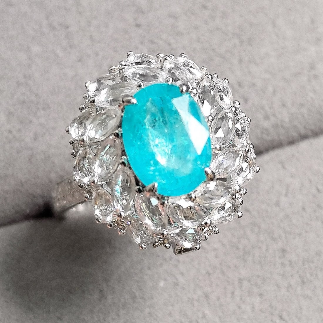 14k Gold 3.41 Ctw Natural Paraiba Tourmaline & Sapphire Ring - 3