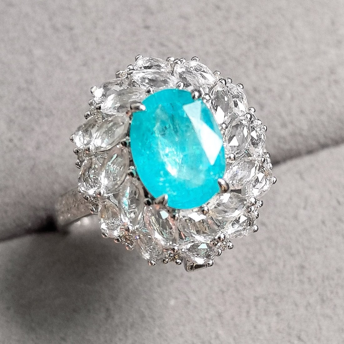 14k Gold 3.41 Ctw Natural Paraiba Tourmaline & Sapphire Ring - 4