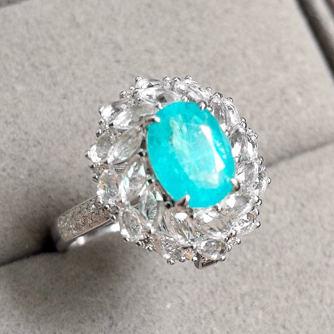 14k Gold 3.41 Ctw Natural Paraiba Tourmaline & Sapphire Ring - 5
