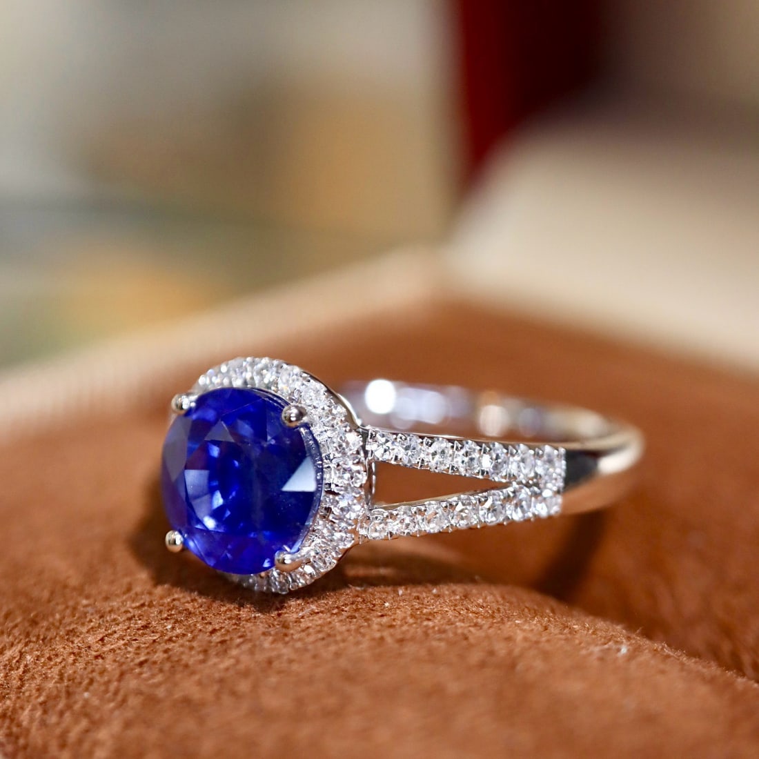 14k Gold 1.92 Ctw Natural Sapphire & Diamond Ring - 7
