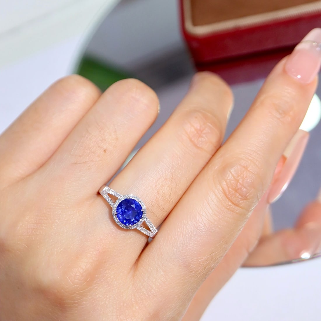 14k Gold 1.92 Ctw Natural Sapphire & Diamond Ring - 8