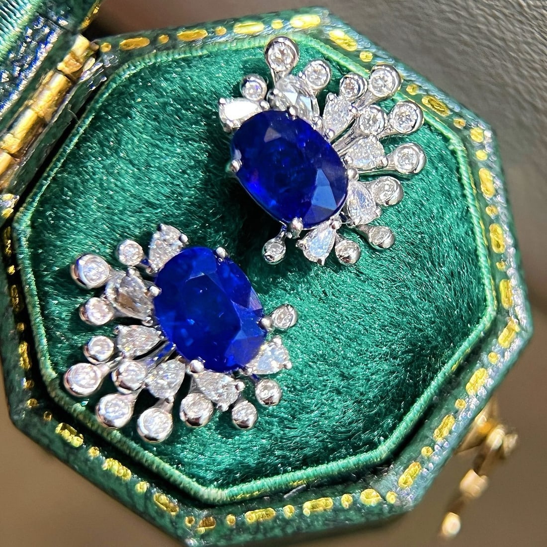 14k Gold 3.05 Ctw Vivid Blue Natural Sapphire & Diamond Earrings (1 of 6)