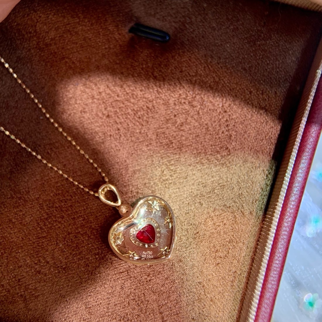 14k Gold 0.70 Ctw Vivid Red Natural Ruby & Diamond Pendant( Without Chain ) - 2