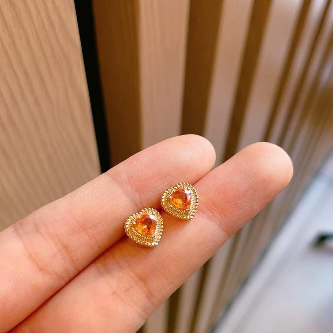 14k Gold 1 Ct Natural Spessartine & Diamond Earrings - 5
