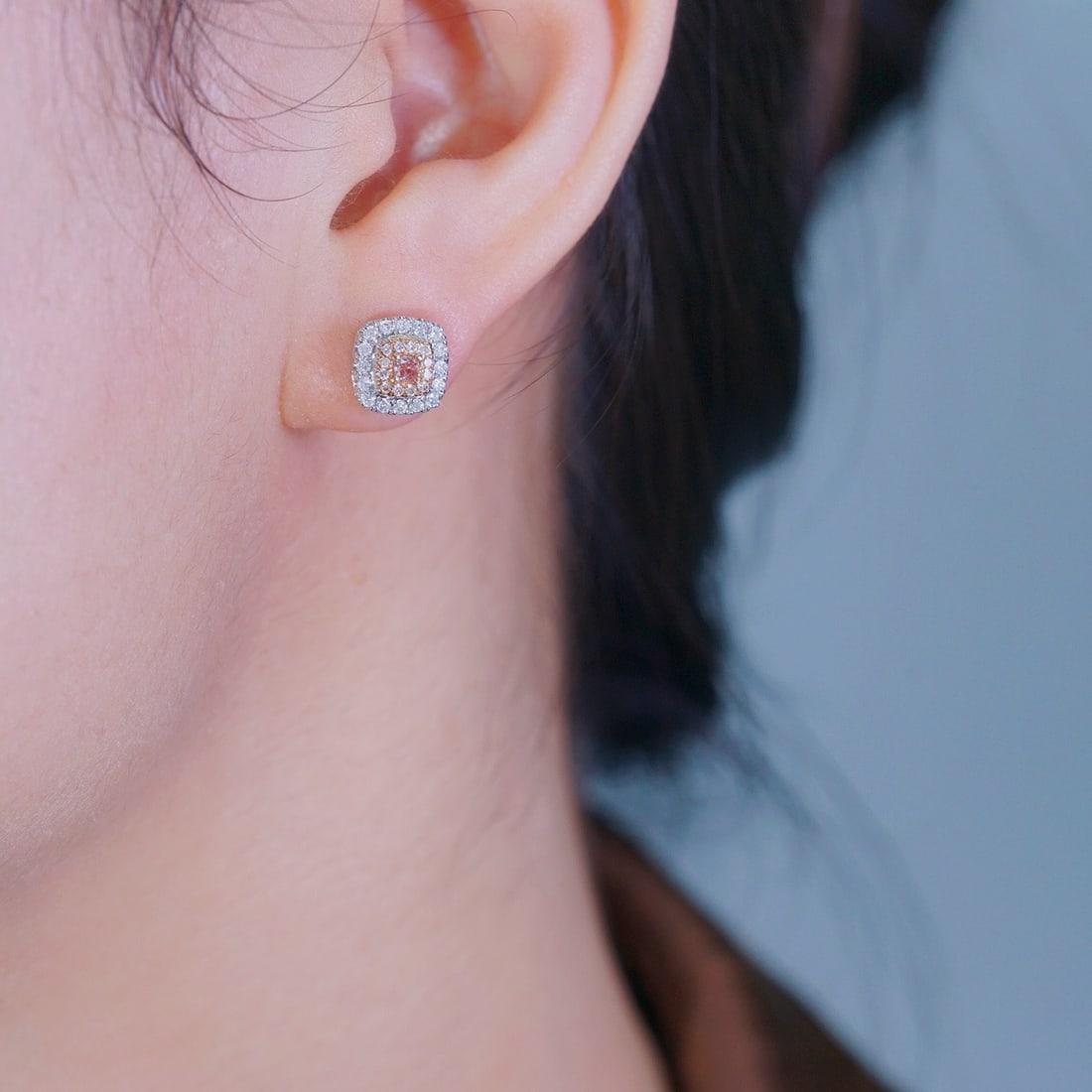 14k Gold 0.50 Ctw Natural Pink Diamond & Diamond Earrings - 4
