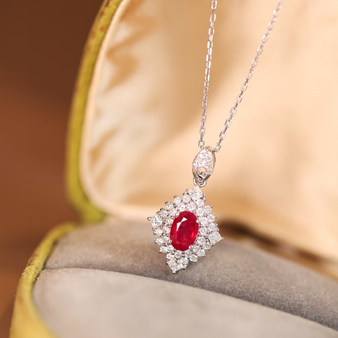 14k Gold 1.04 Ctw Vivid Red Natural Ruby & Diamond Pendant( Without Chain ) - 3