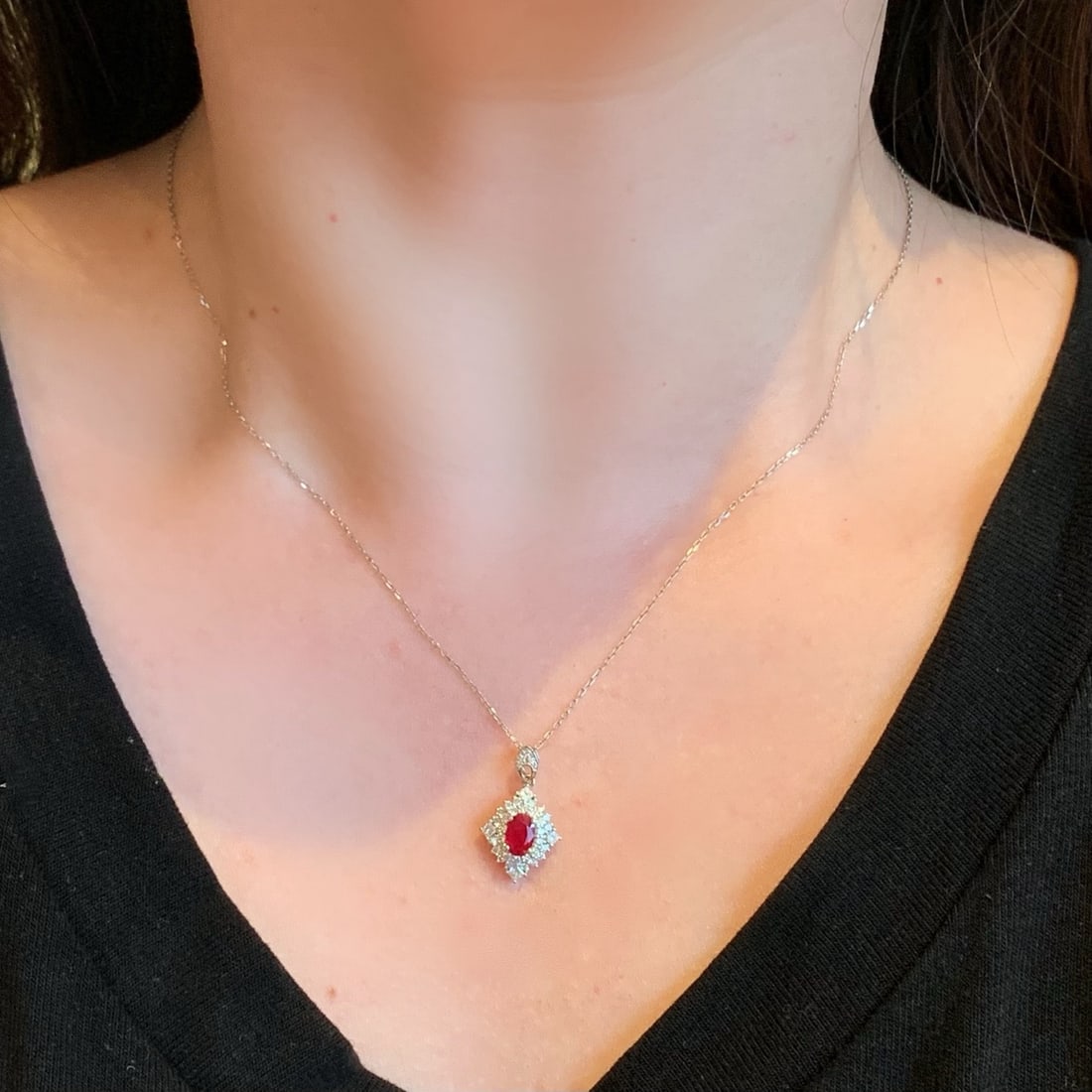 14k Gold 1.04 Ctw Vivid Red Natural Ruby & Diamond Pendant( Without Chain ) - 5