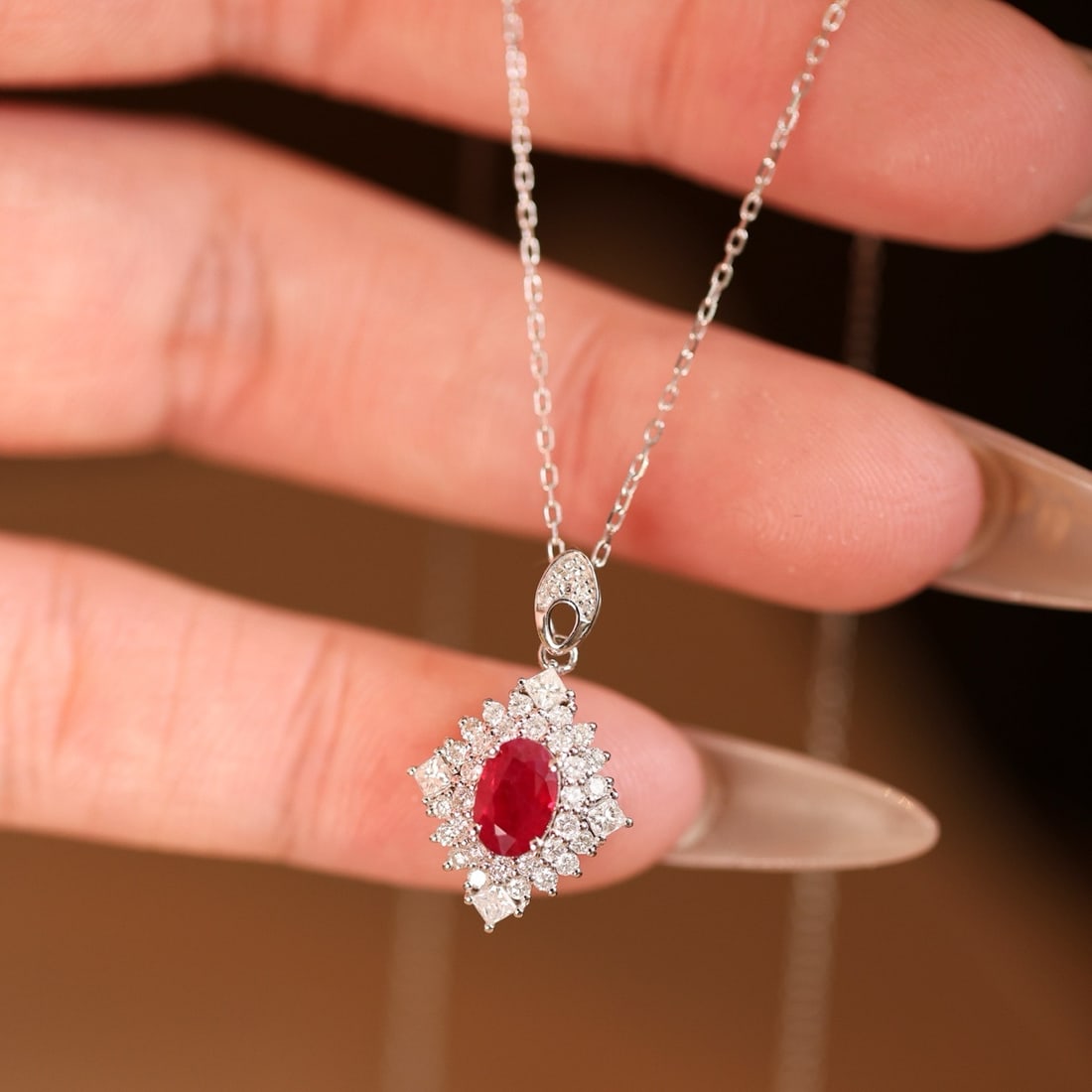 14k Gold 1.04 Ctw Vivid Red Natural Ruby & Diamond Pendant( Without Chain ) - 6