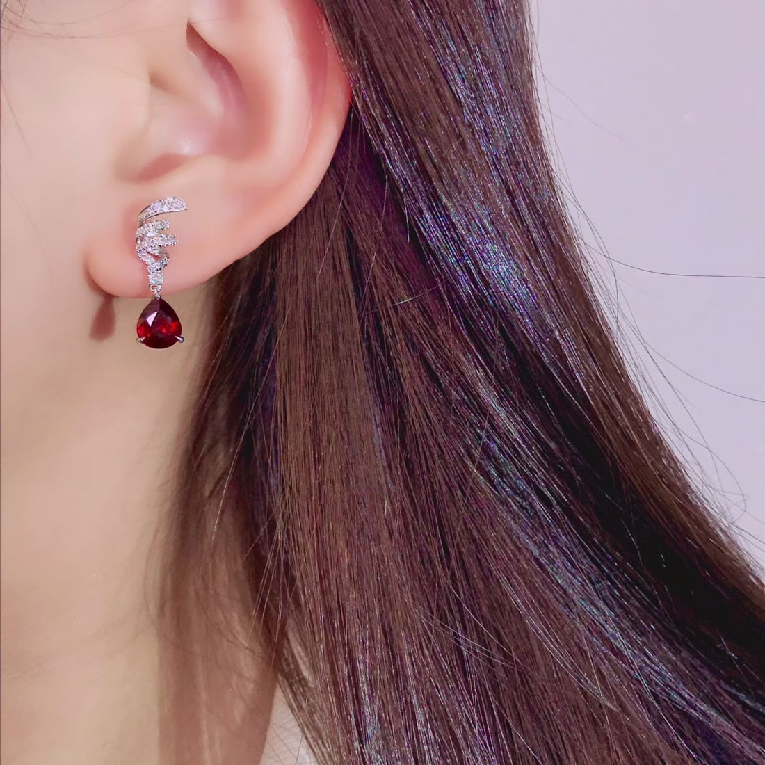 14k Gold 1.73 Ctw Vivid Red Natural Ruby & Diamond Earrings - 4