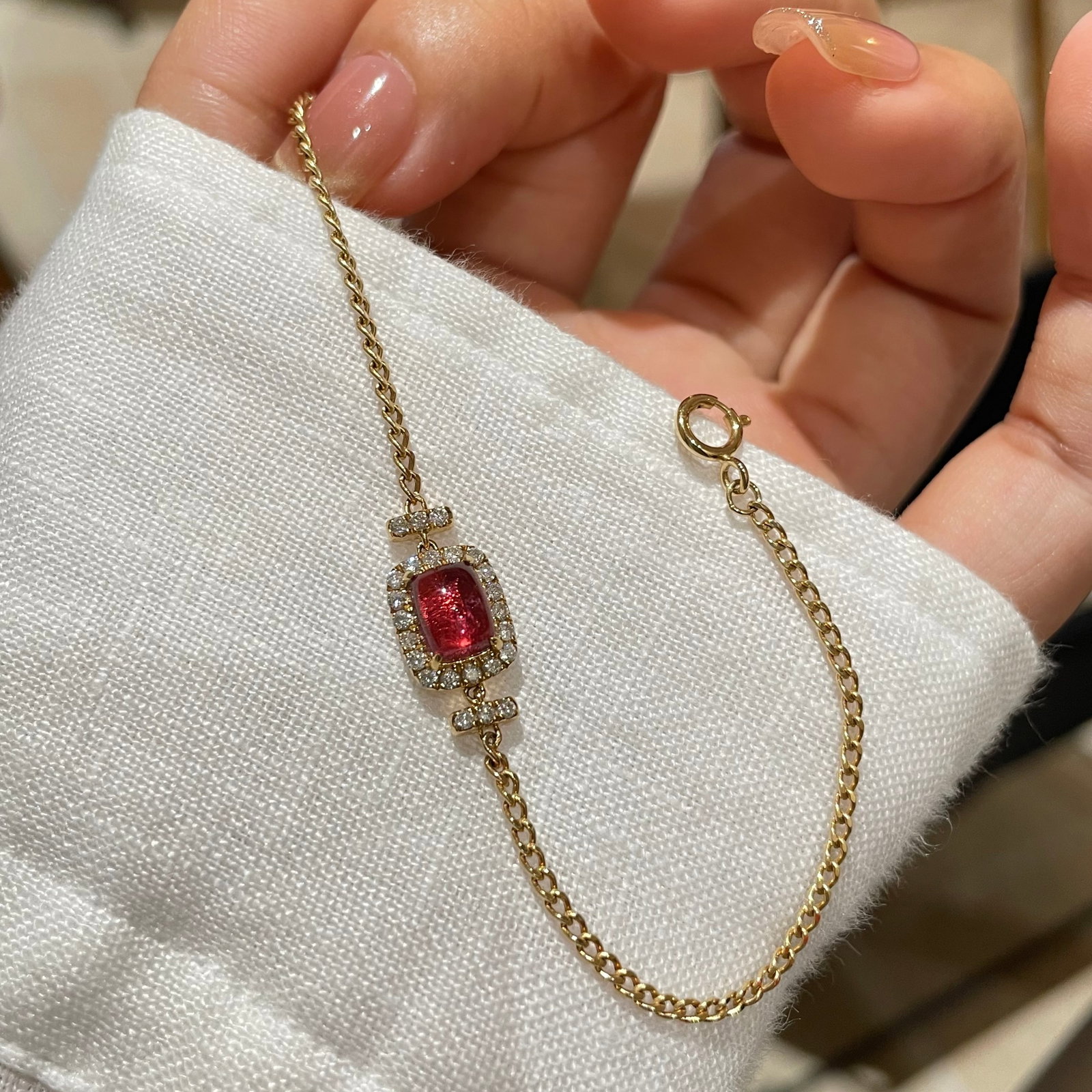 14k Gold 1 Ct Natural Tourmaline & Diamond Bracelet - 2