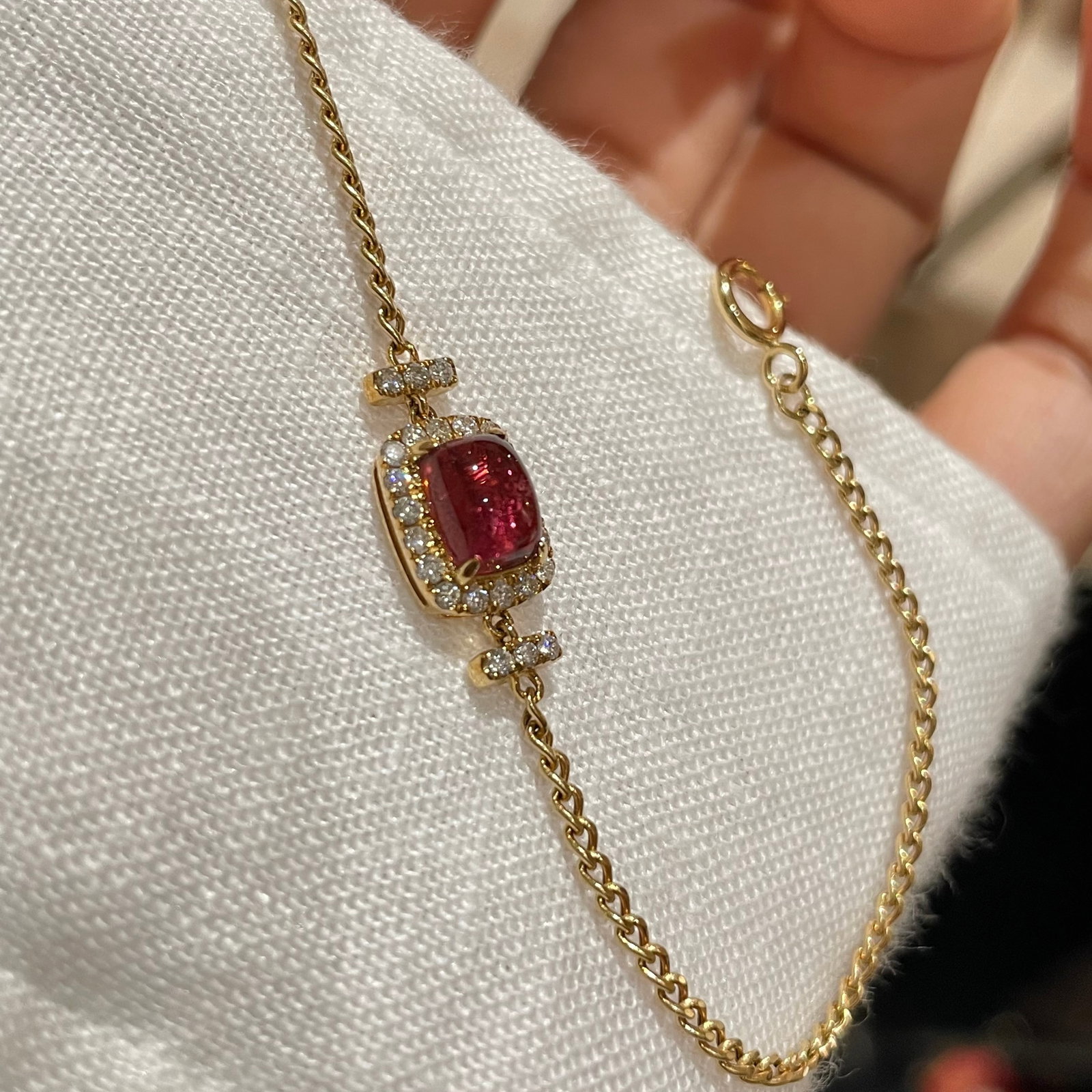 14k Gold 1 Ct Natural Tourmaline & Diamond Bracelet - 3
