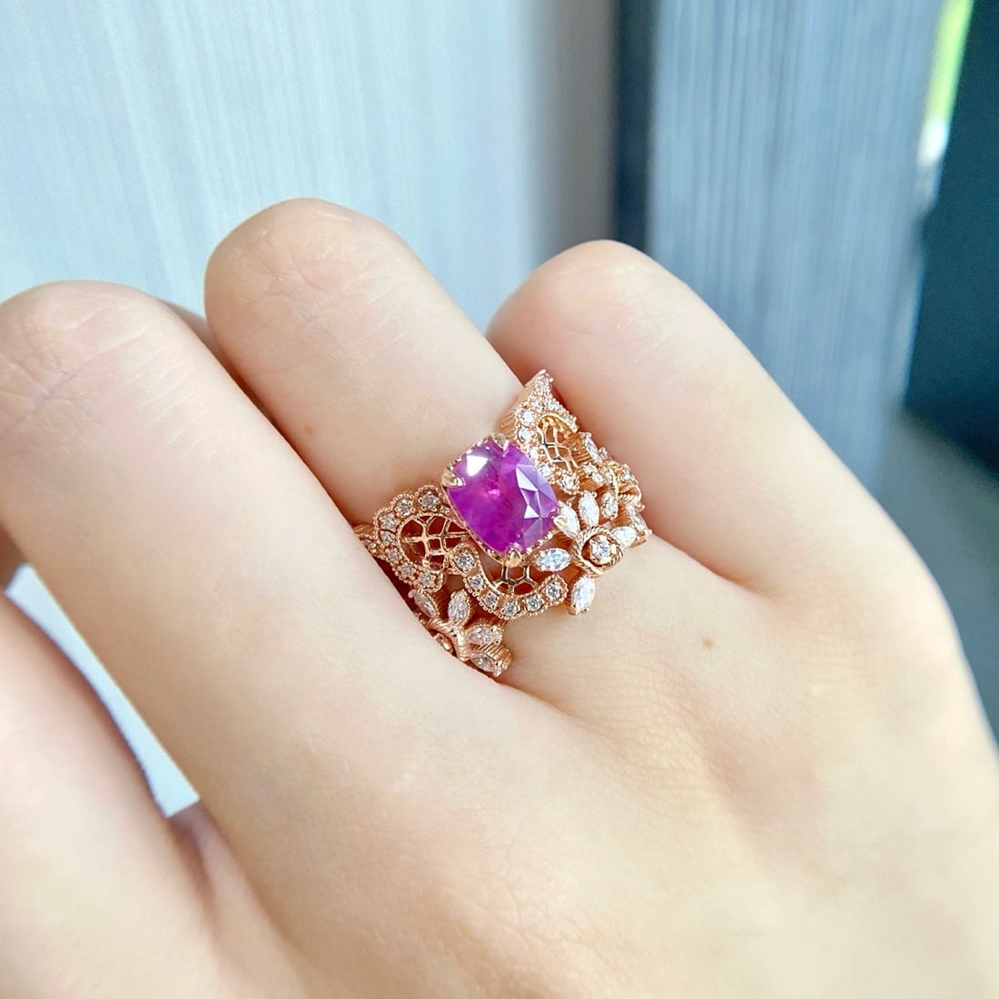 14k Gold 3.25 Ctw Natural Sapphire & Lab Grown Diamond Ring - 5