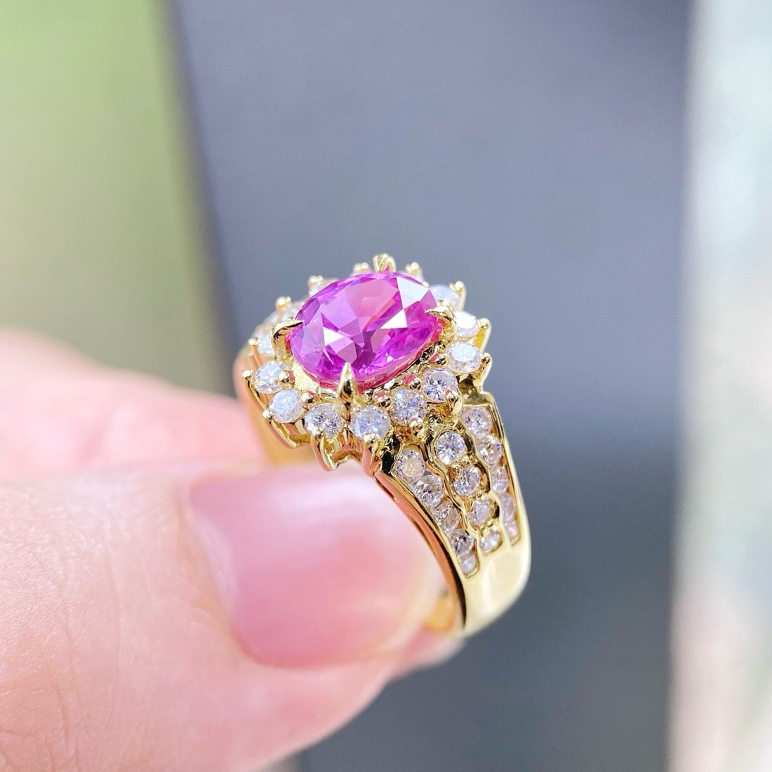 14k Gold 3.48 Ctw Natural Sapphire & Diamond Ring - 3