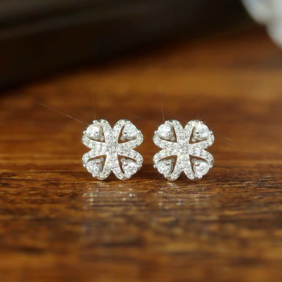 14k Gold 0.40 Ct Natural H Diamond Earrings: Ref:231170403 // gold content:14k gold // main gemstone:diamond // shape:round // carat weight:0. 40ct // clarity grade:vs-si // color:h // treatment:natural // cut grade:g // Condition: New Low